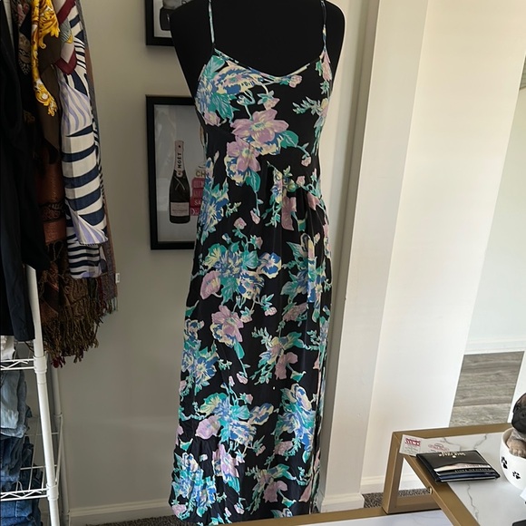 Yumi Kim 100% Black with Floral Sleeveless Maxi Dress Size Small - Picture 2 of 8